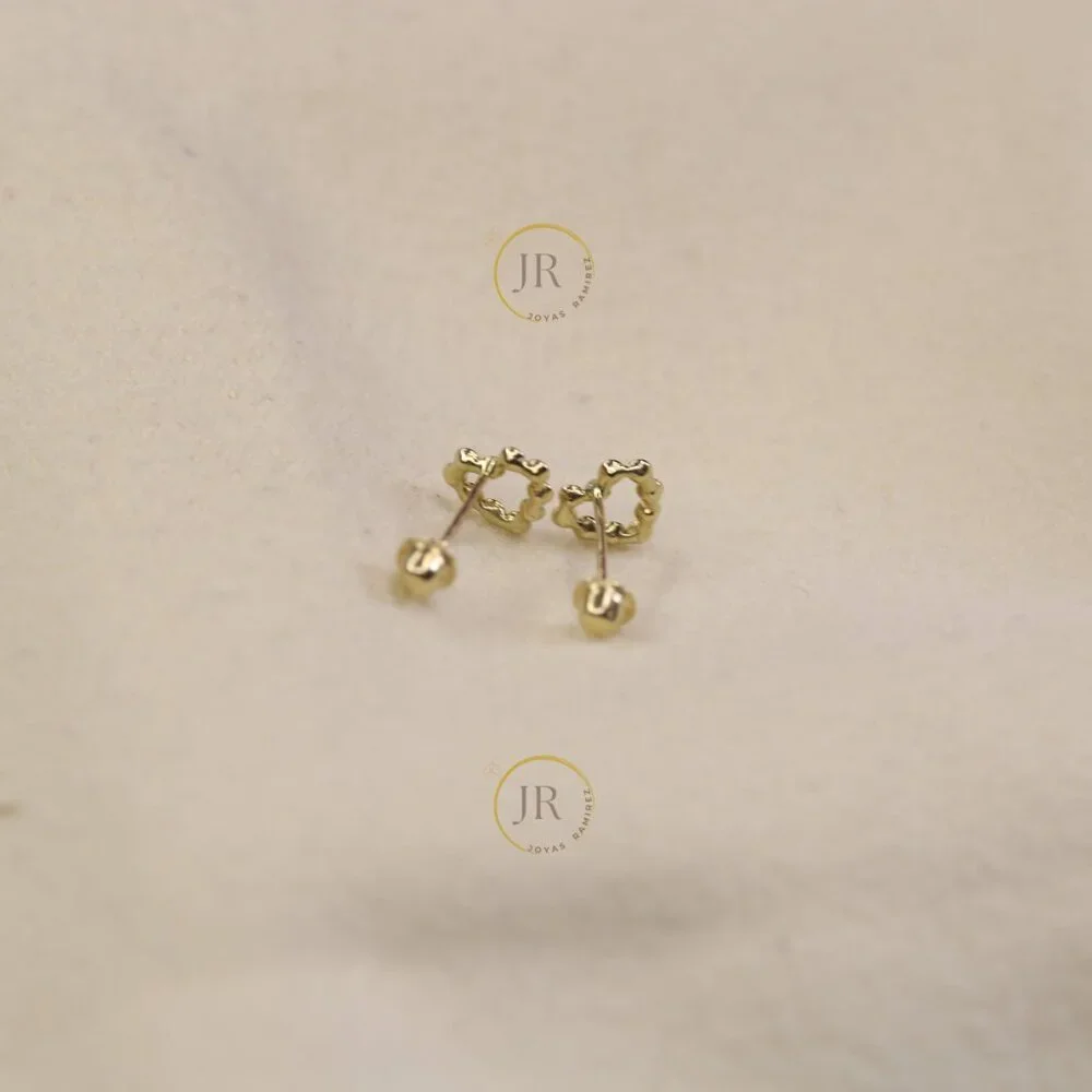 14K Yellow Gold Heart Stud Earrings with Rainbow Colors · Dainty & Elegant. - Picture 5 of 8
